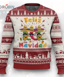 Mexico Xmas Ugly Christmas Sweater Feliz Navidad Mexican Fiesta Hot Pepper Guitar Party
