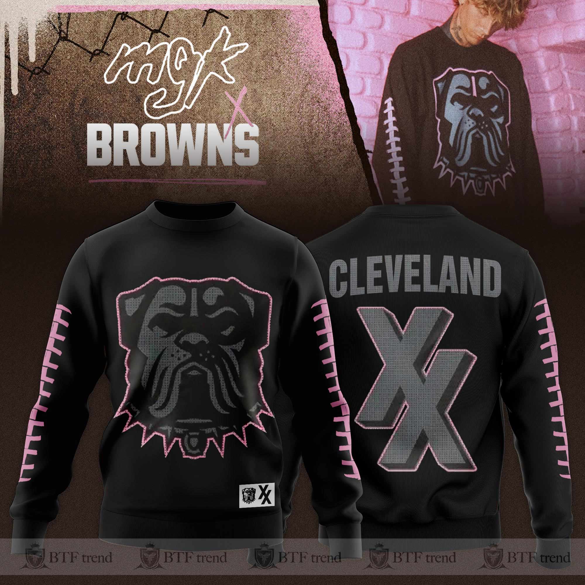 MGK x Cleveland Browns Sweatshirt, Sweater Special Version, Cleveland Browns Gifts for Fans MGK x Cleveland Browns Sweatshirt, Sweater Special Version, Cleveland Browns Gifts for Fans