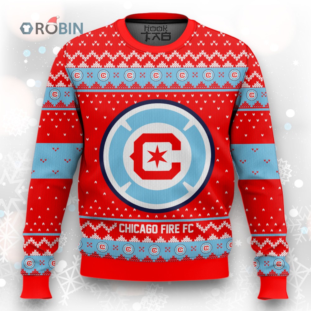 MLS Chicago Fire FC Christmas Ugly Christmas Sweater MLS Chicago Fire FC Christmas Ugly Christmas Sweater