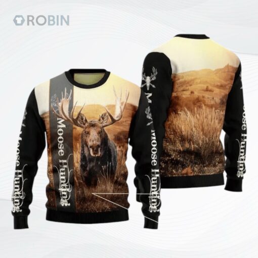 Moose Hunting Ugly Christmas Sweater