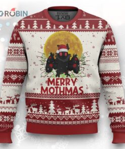 Mothman Xmas Ugly Christmas Sweater Funny Merry Mothmas Cryptid Santa