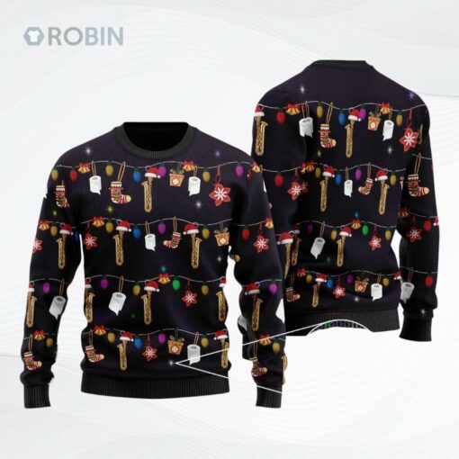 Music Awesome Saxophone Musical Instrument Ugly Christmas Sweater