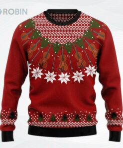 Music Unique Violin Tree Christmas Lights Ugly Christmas Sweater, Sweatshirt