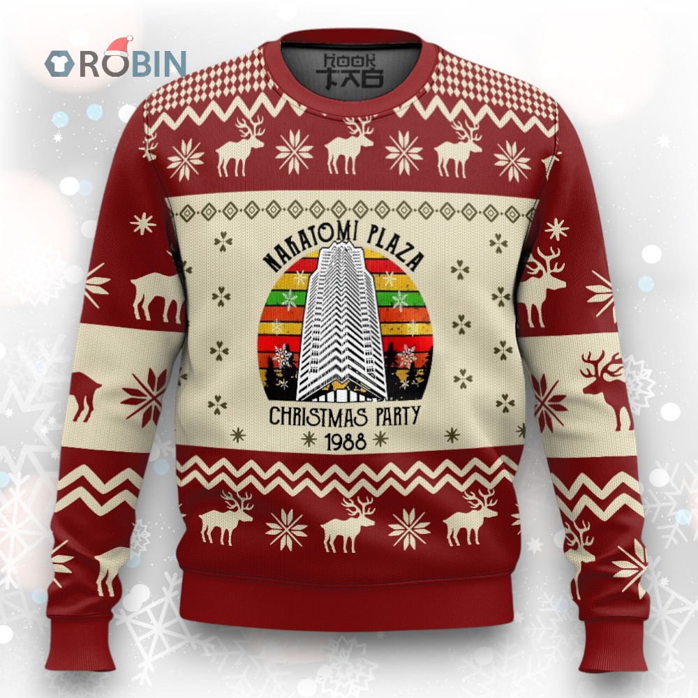 Nakatomi Plaza Red Ugly Christmas Sweater, Party Xmas Sweatshirt, Christmas Gift Nakatomi Plaza Red Ugly Christmas Sweater, Party Xmas Sweatshirt, Christmas Gift