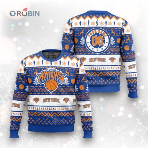 New York Knicks Ugly Christmas Sweater  Festive Holiday Sweater Design