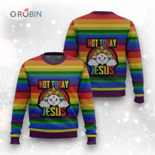 Not Today Jesus Ugly Christmas Sweaters