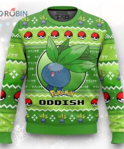 Oddish Christmas Sweater   Retro Pokémon Gen 1 Ugly Sweater Design Oddish Christmas Sweater   Retro Pokémon Gen 1 Ugly Sweater Design