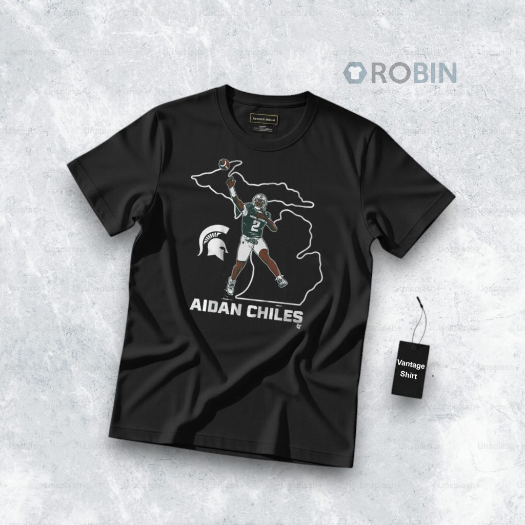 Official Michigan State Football Aidan Chiles State Star Shirt Official Michigan State Football Aidan Chiles State Star Shirt