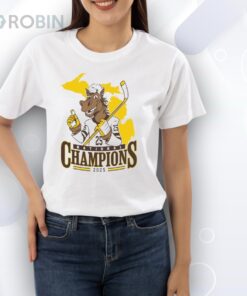 Official WM Western Michigan Broncos Men’s Ice Hockey NCAA National Champions 2025 Mascot Shirt