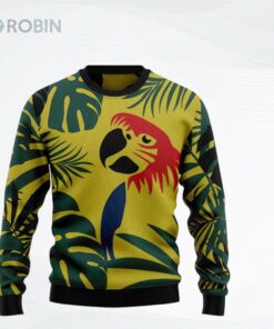 Parrot Tropical Leaf Ugly Christmas Sweater, Sweatshirt