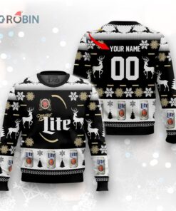 Personalized Black Miller Lite Ugly Christmas Sweater