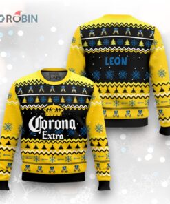 Personalized Corona Extra Pine Tree Snowing Christmas Ugly Christmas Sweater