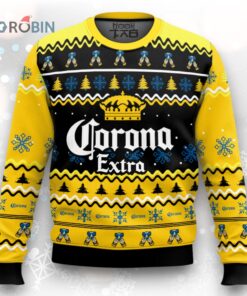 Personalized Corona Extra Pine Tree Snowing Christmas Ugly Christmas Sweater
