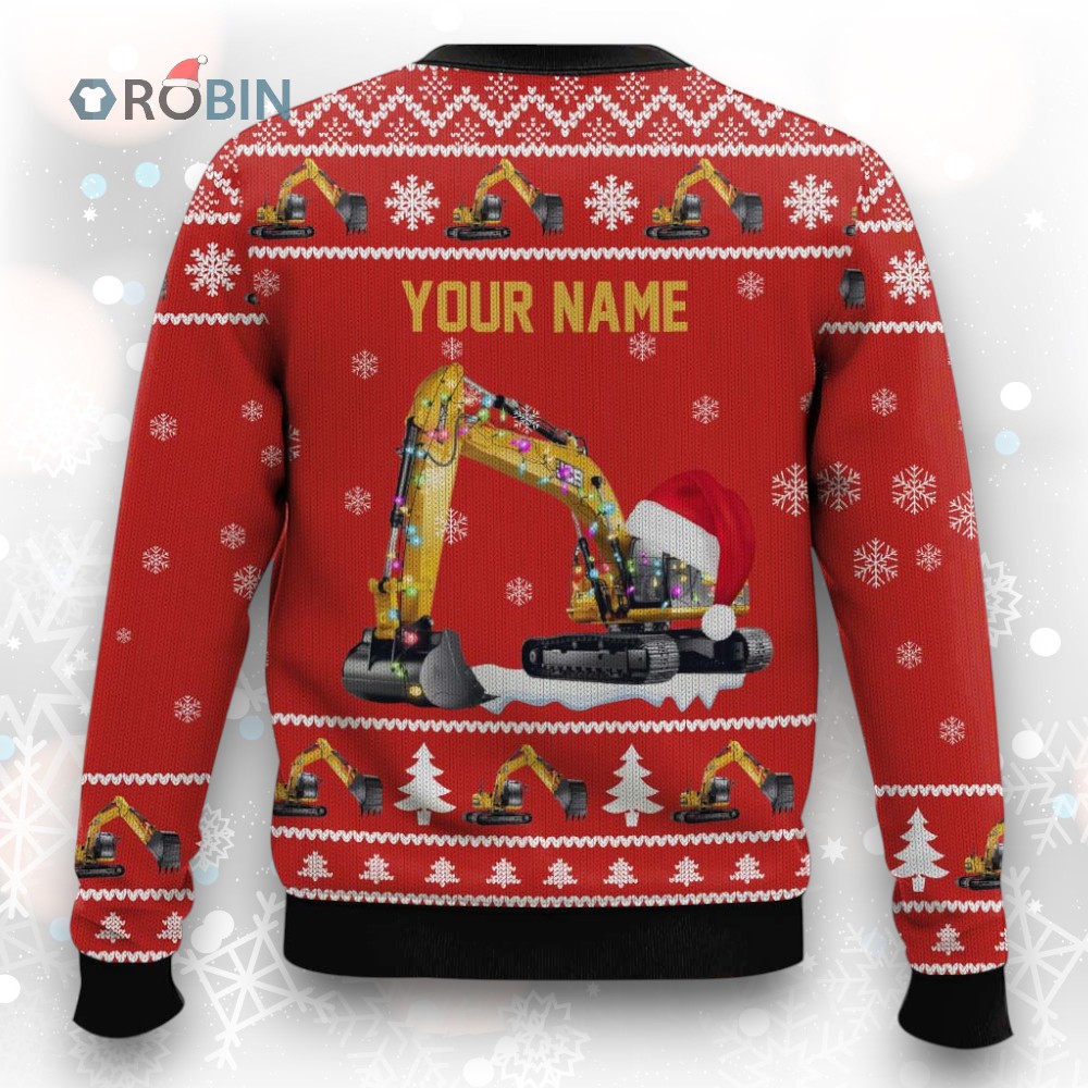 Personalized Excavator Ugly Christmas Sweater, Gift For Christmas Personalized Excavator Ugly Christmas Sweater, Gift For Christmas