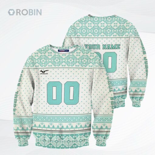Personalized Team Aoba Johsai Christmas Wool Ugly Christmas Sweater