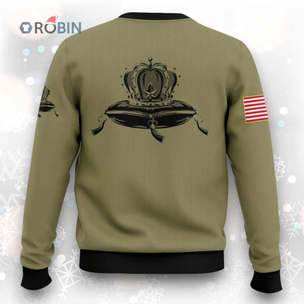 Personalized U.S Flag Crown Royal Ugly Christmas Sweater Personalized U.S Flag Crown Royal Ugly Christmas Sweater