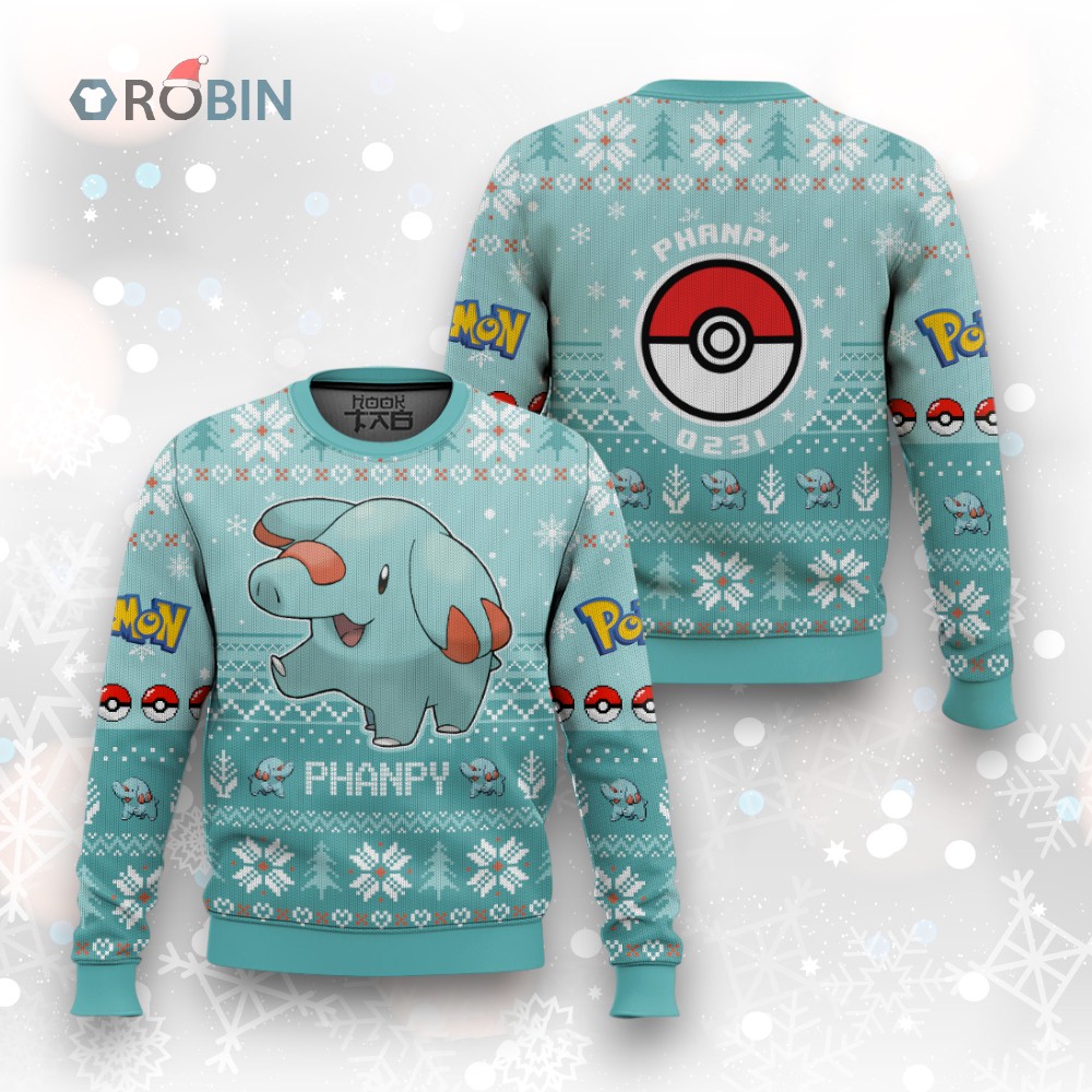 Phanpy Ugly Christmas Sweater   Pokémon Gen 2 Holiday Sweater for Fans Phanpy Ugly Christmas Sweater   Pokémon Gen 2 Holiday Sweater for Fans