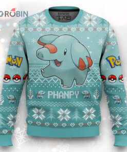 Phanpy Ugly Christmas Sweater   Pokémon Gen 2 Holiday Sweater for Fans Phanpy Ugly Christmas Sweater   Pokémon Gen 2 Holiday Sweater for Fans