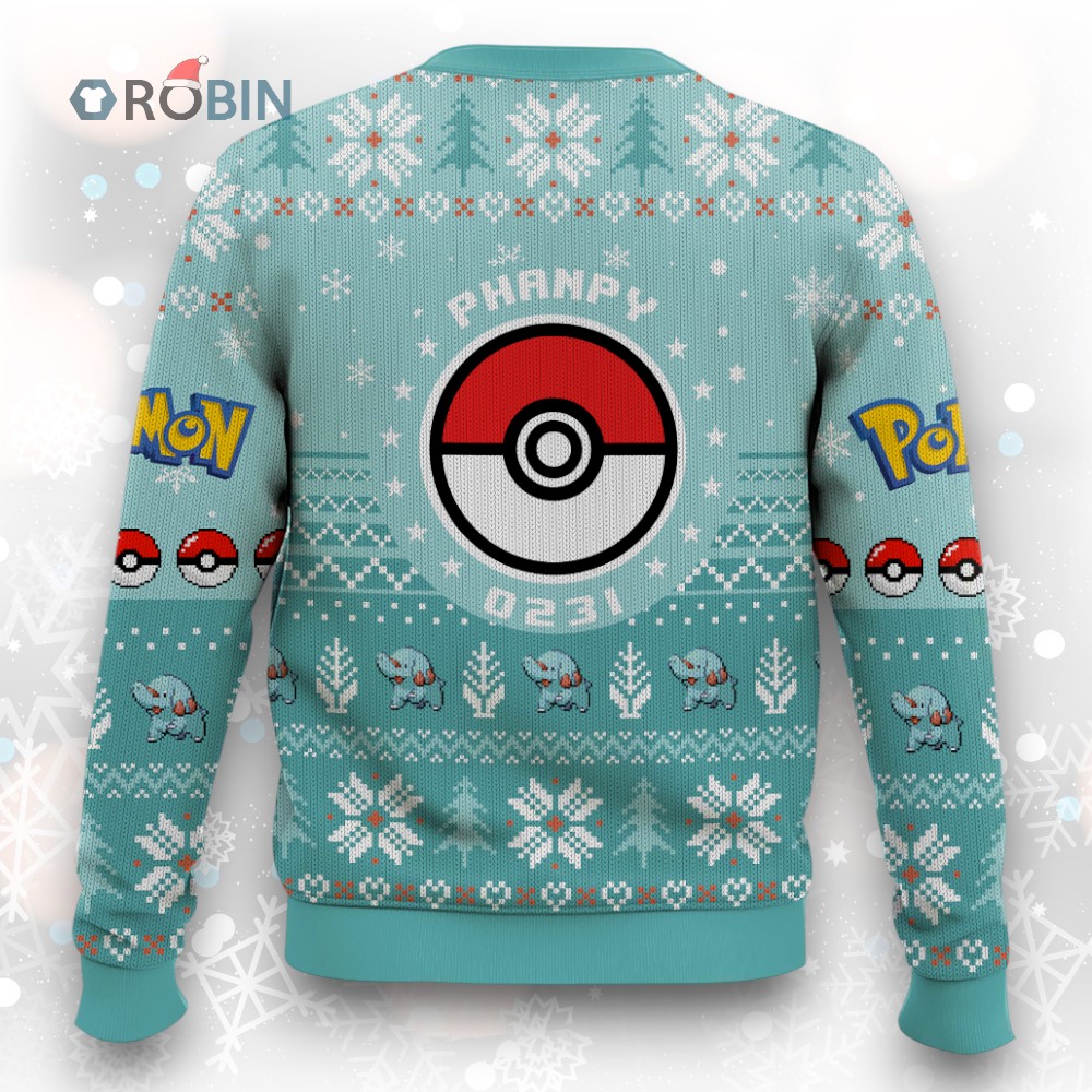 Phanpy Ugly Christmas Sweater   Pokémon Gen 2 Holiday Sweater for Fans Phanpy Ugly Christmas Sweater   Pokémon Gen 2 Holiday Sweater for Fans