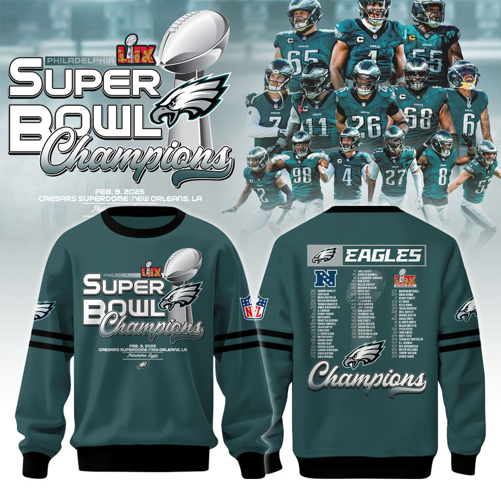 Philadelphia Eagles Super Bowl LIX Champions Sweatshirt, Sweater, Philadelphia Eagles Team Gifts Philadelphia Eagles Super Bowl LIX Champions Sweatshirt, Sweater, Philadelphia Eagles Team Gifts