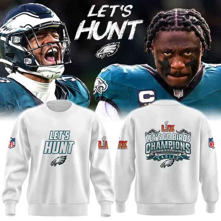 Philadelphia Eagles Super Bowl LIX Champions Sweatshirt, Sweater White Let's Go Birds, Eagles Gear Philadelphia Eagles Super Bowl LIX Champions Sweatshirt, Sweater White Let's Go Birds, Eagles Gear