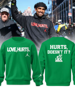 Philadelphia Eagles x Love Hurts Jordan Sweatshirt Green – Eagles Love Hurts Shirt, Eagles Merch