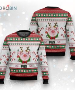 Pigs Santa Hat Ugly Christmas Sweater For Men Women Christmas Gift Sweater Funny Xmas