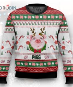 Pigs Santa Hat Ugly Christmas Sweater For Men Women Christmas Gift Sweater Funny Xmas
