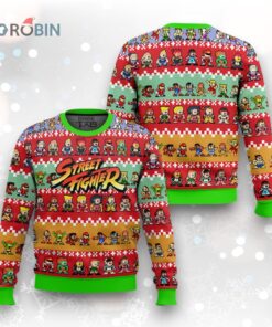 Pixel Art Street Fighter Christmas Sweater   Fun Holiday Ugly Sweater Design