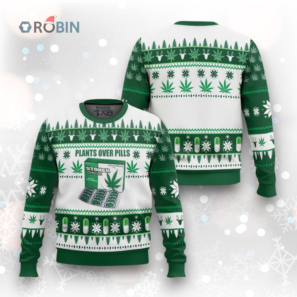 Plants Over Pills Christmas Ugly Sweater   Festive Holiday Apparel Design Plants Over Pills Christmas Ugly Sweater   Festive Holiday Apparel Design