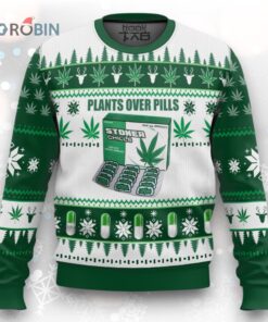 Plants Over Pills Christmas Ugly Sweater   Festive Holiday Apparel Design