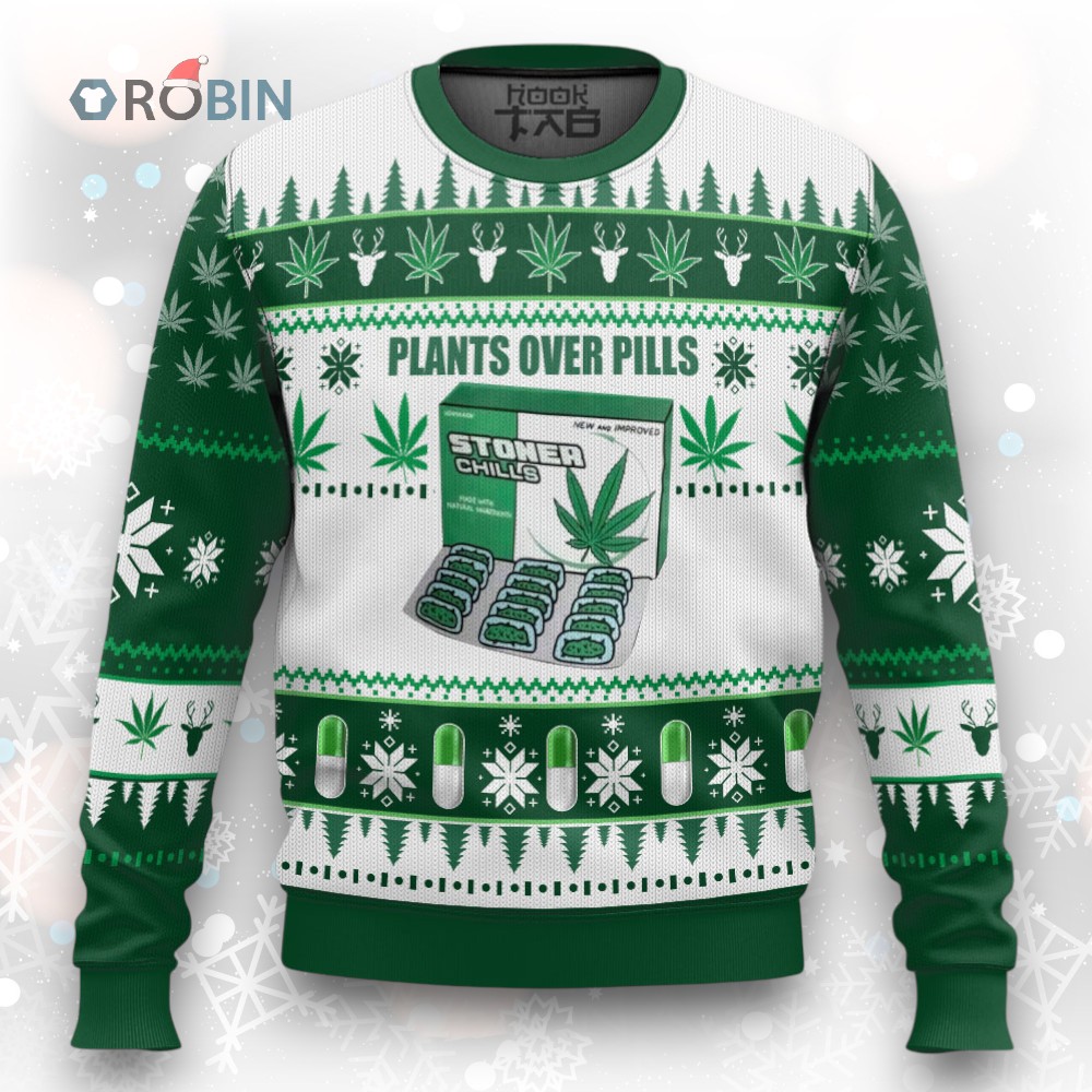 Plants Over Pills Christmas Ugly Sweater   Festive Holiday Apparel Design Plants Over Pills Christmas Ugly Sweater   Festive Holiday Apparel Design