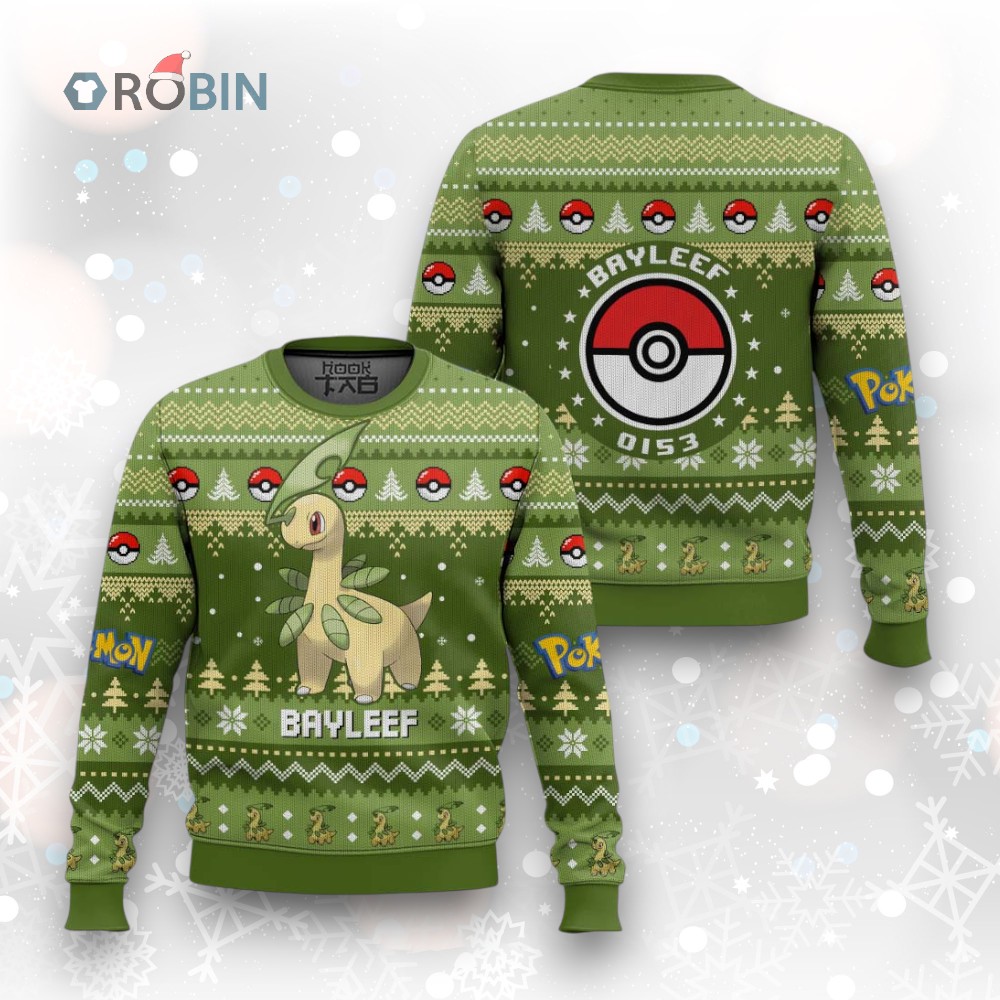 Pokemon Gen 2 Bayleef Ugly Christmas Sweater Pokemon Gen 2 Bayleef Ugly Christmas Sweater