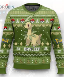 Pokemon Gen 2 Bayleef Ugly Christmas Sweater Pokemon Gen 2 Bayleef Ugly Christmas Sweater