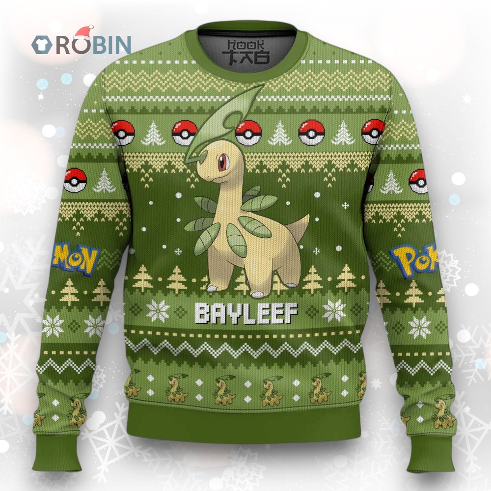 Pokemon Gen 2 Bayleef Ugly Christmas Sweater Pokemon Gen 2 Bayleef Ugly Christmas Sweater