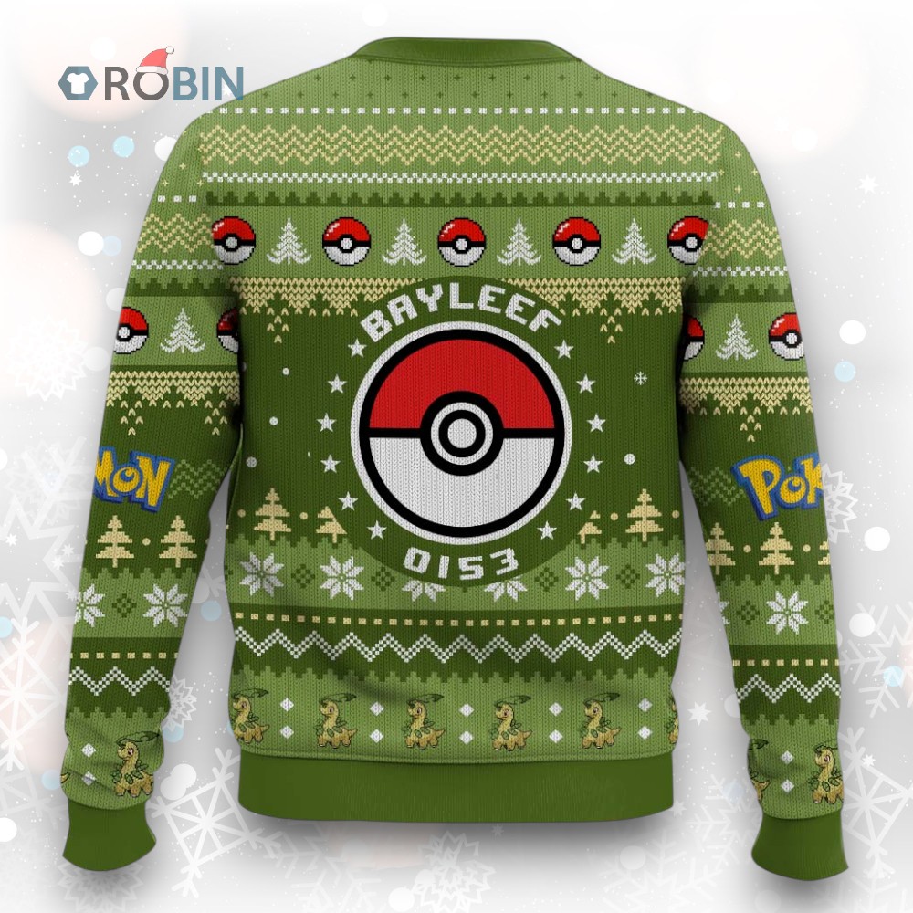 Pokemon Gen 2 Bayleef Ugly Christmas Sweater Pokemon Gen 2 Bayleef Ugly Christmas Sweater