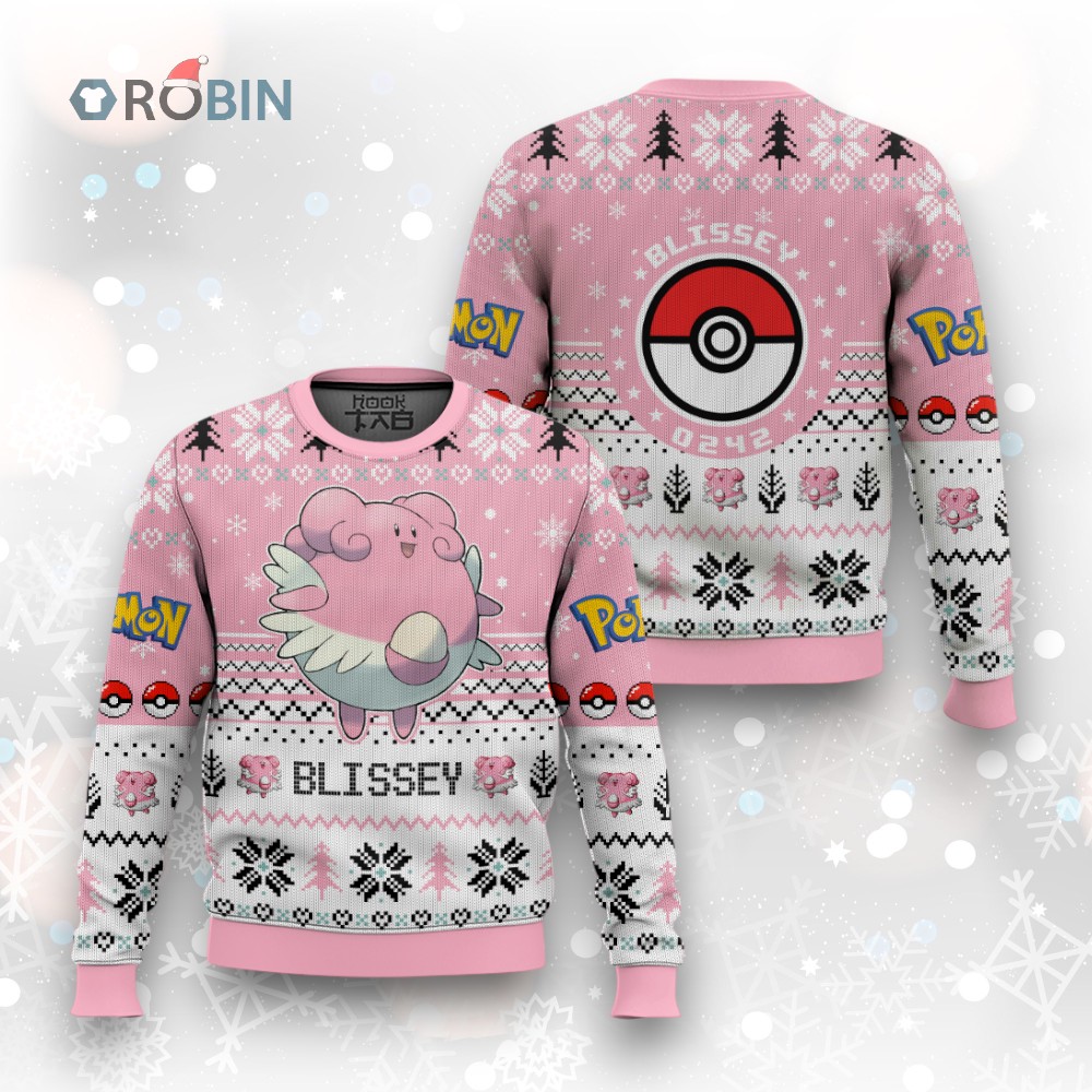 Pokemon Gen 2 Blissey Ugly Christmas Sweater Pokemon Gen 2 Blissey Ugly Christmas Sweater