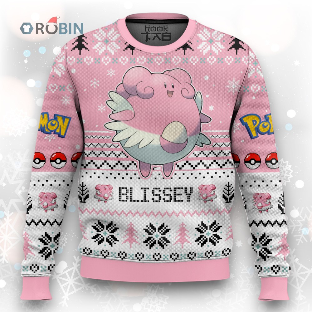 Pokemon Gen 2 Blissey Ugly Christmas Sweater Pokemon Gen 2 Blissey Ugly Christmas Sweater