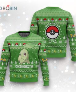 Pokemon Gen 2 Chikorita Ugly Christmas Sweater