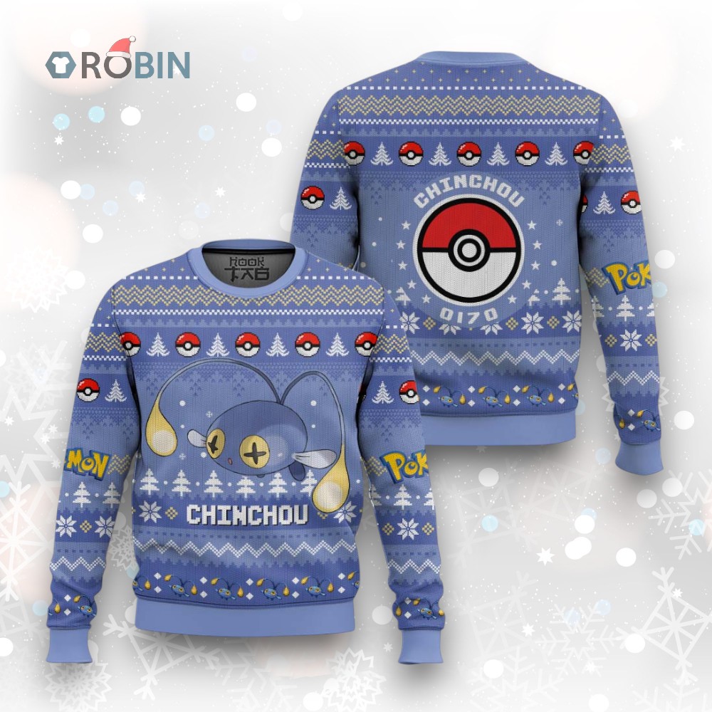 Pokemon Gen 2 Chinchou Ugly Christmas Sweater Pokemon Gen 2 Chinchou Ugly Christmas Sweater