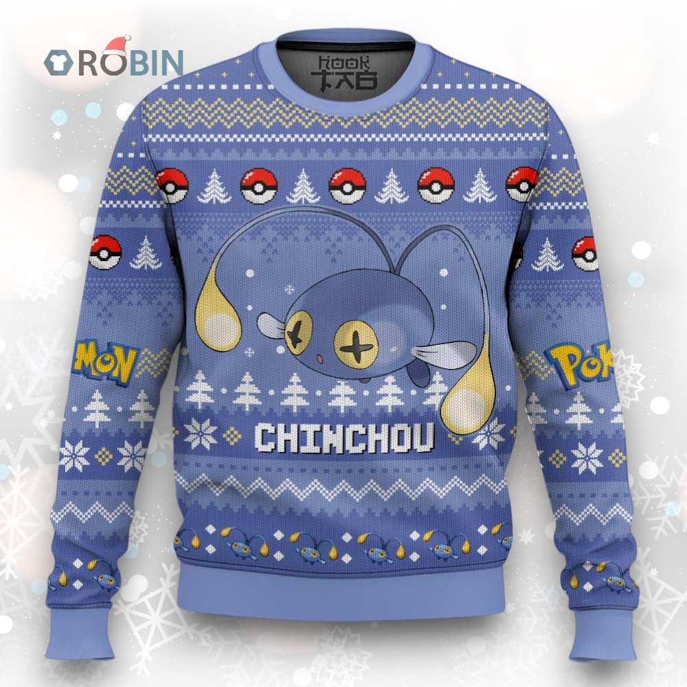 Pokemon Gen 2 Chinchou Ugly Christmas Sweater Pokemon Gen 2 Chinchou Ugly Christmas Sweater