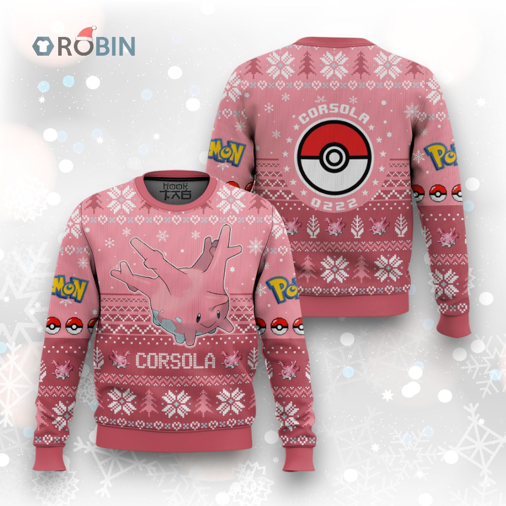 Pokemon Gen 2 Corsola Ugly Christmas Sweater Pokemon Gen 2 Corsola Ugly Christmas Sweater