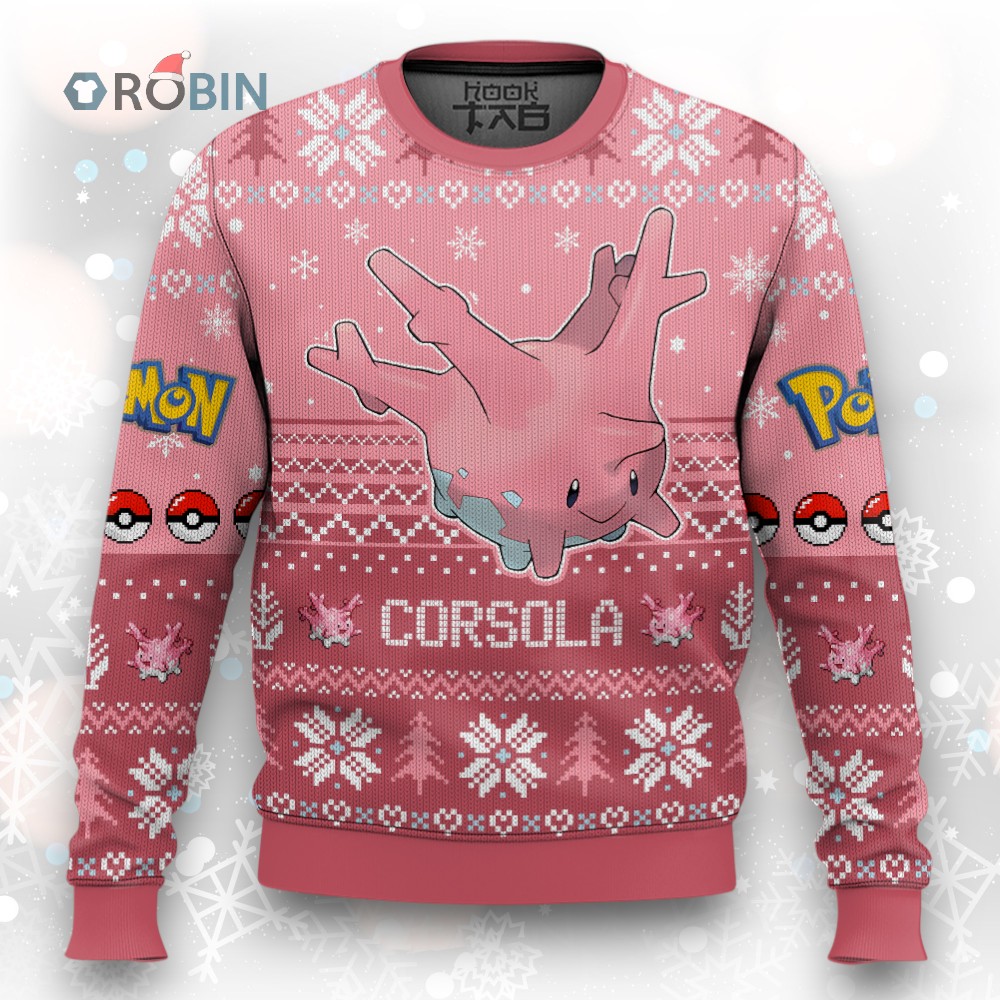 Pokemon Gen 2 Corsola Ugly Christmas Sweater Pokemon Gen 2 Corsola Ugly Christmas Sweater