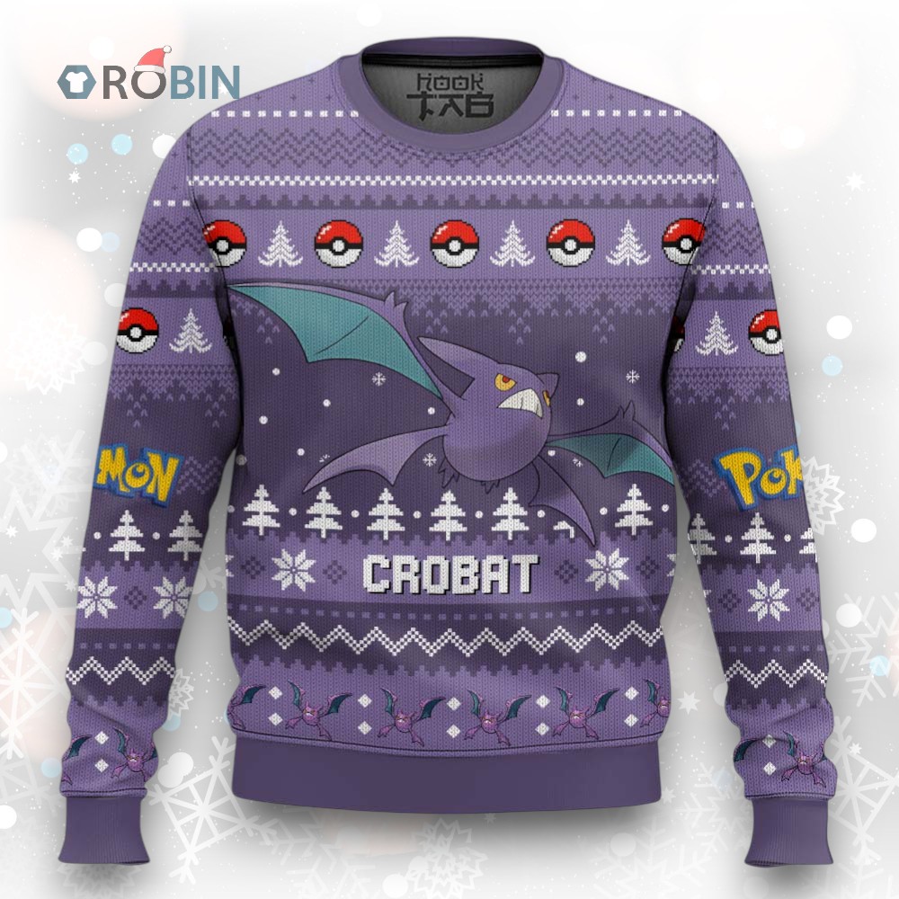 Pokemon Gen 2 Crobat Ugly Christmas Sweater Pokemon Gen 2 Crobat Ugly Christmas Sweater