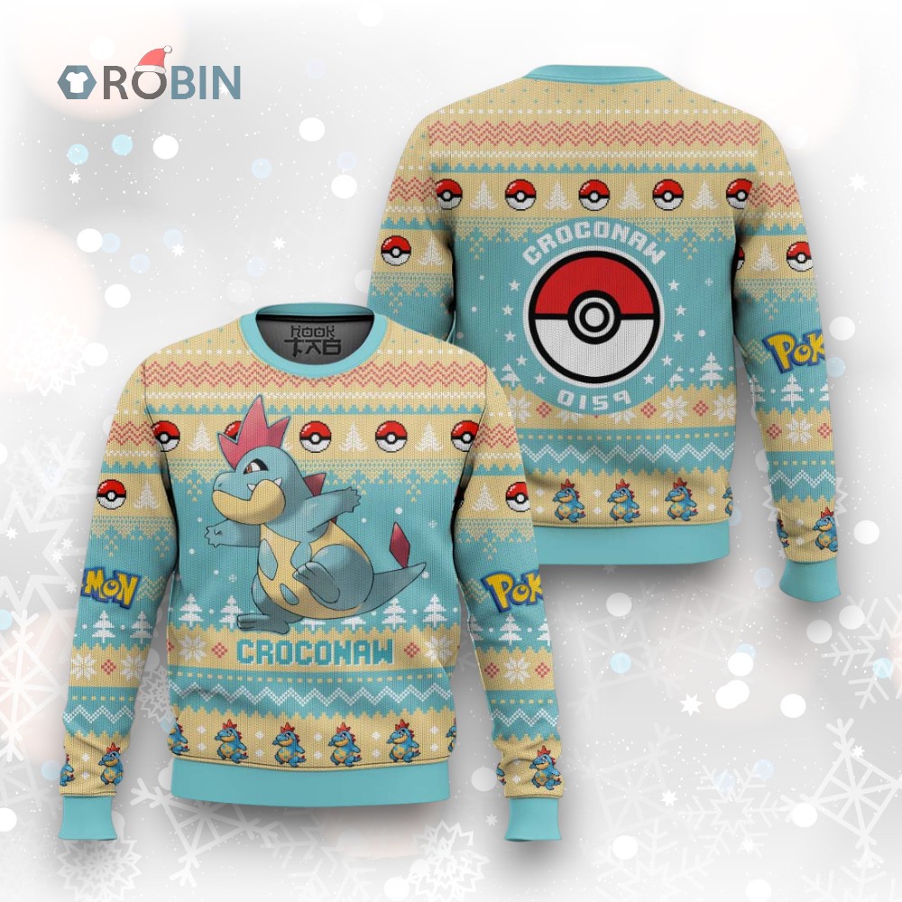 Pokemon Gen 2 Croconaw Ugly Christmas Sweater Pokemon Gen 2 Croconaw Ugly Christmas Sweater