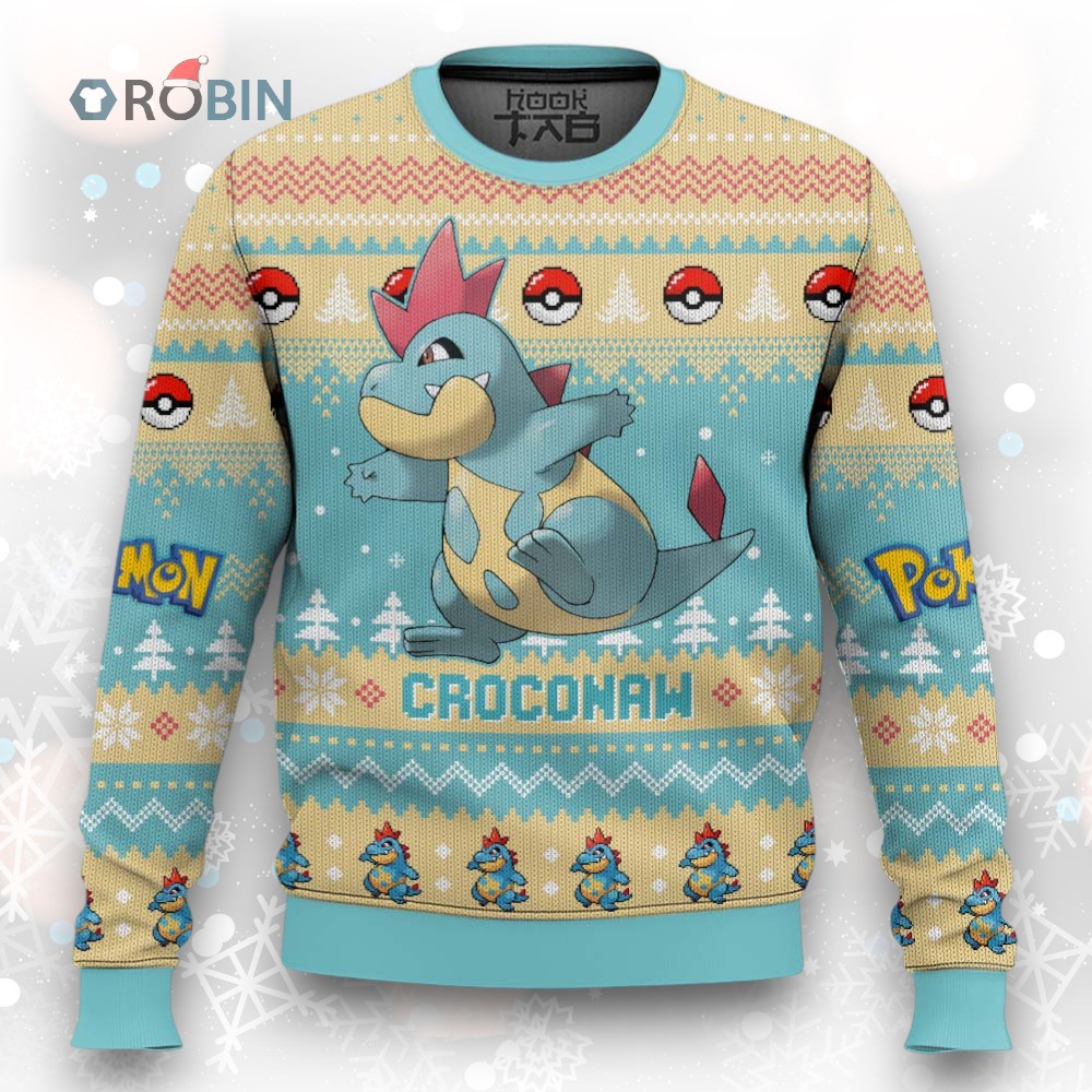 Pokemon Gen 2 Croconaw Ugly Christmas Sweater Pokemon Gen 2 Croconaw Ugly Christmas Sweater