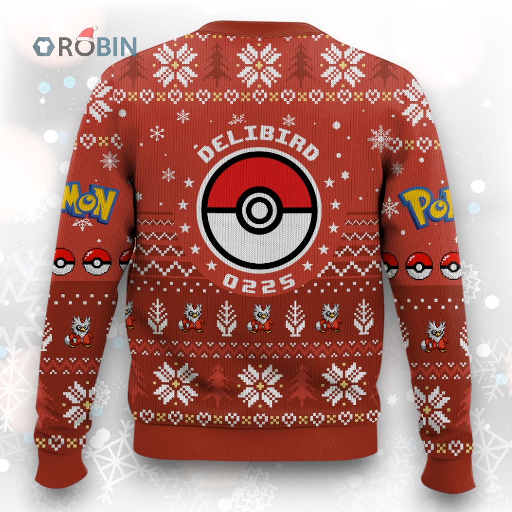 Pokemon Gen 2 Delibird Ugly Christmas Sweater Pokemon Gen 2 Delibird Ugly Christmas Sweater