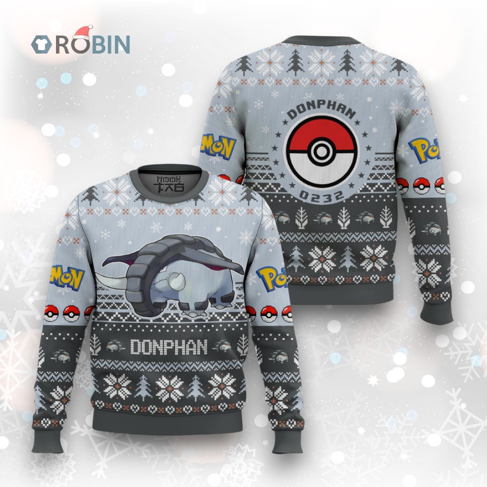 Pokemon Gen 2 Donphan Ugly Christmas Sweater Pokemon Gen 2 Donphan Ugly Christmas Sweater