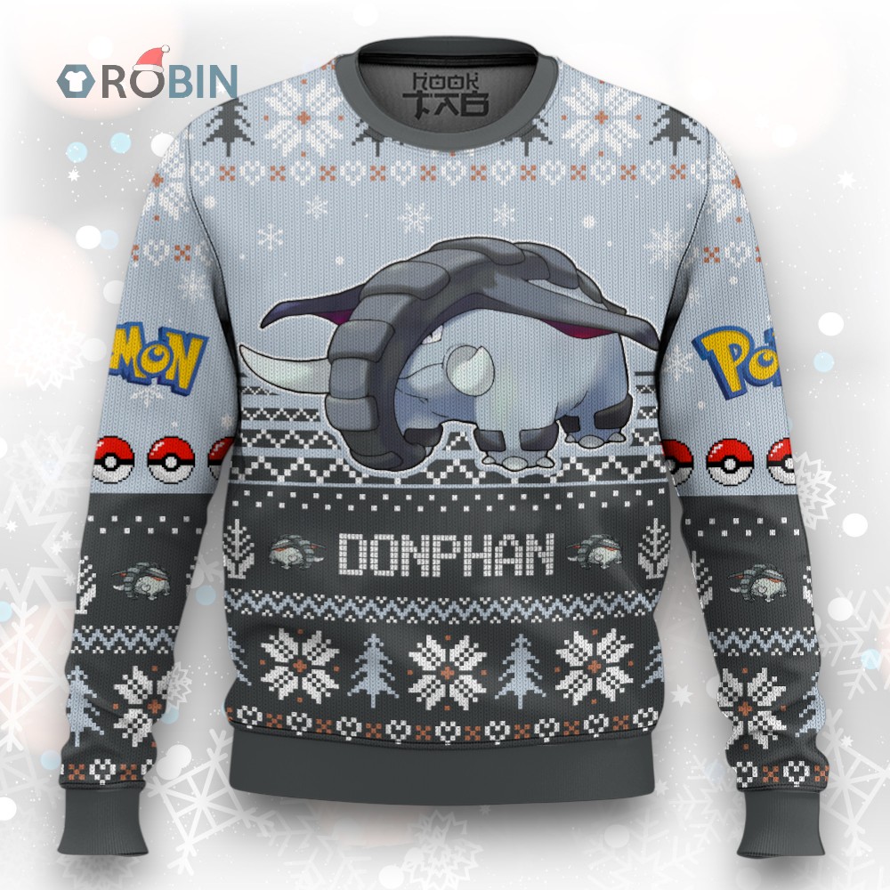 Pokemon Gen 2 Donphan Ugly Christmas Sweater Pokemon Gen 2 Donphan Ugly Christmas Sweater