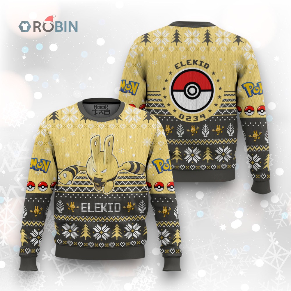 Pokemon Gen 2 Elekid Ugly Christmas Sweater Pokemon Gen 2 Elekid Ugly Christmas Sweater